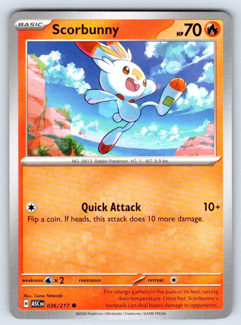 Scorbunny ME: Ascended Heroes ASC 036/217 NM Yuu Nishida