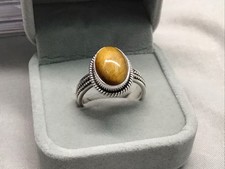 TERRIFIC TIGERS EYE CABACHON STERLING SILVER RING  SIZE 9