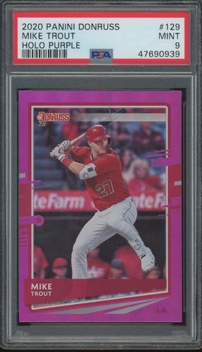 2020 Panin Donruss Holo Purple #129 Mike Trout Mint PSA 9