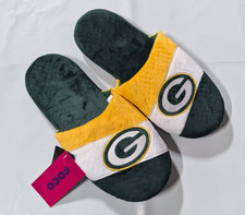 Green Bay Packers Slippers - 3 Stripe Slide Slip on House shoes NEW - Small 7/8