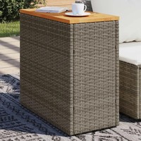 Rattan Beistelltisch Mit Holzplatte Grau 58X27,5X55 Cm Garten