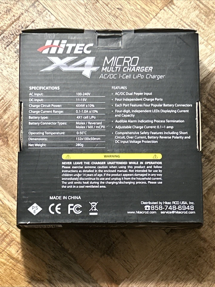 Hitec X4 Micro Multi Charger 44212 AC/DC 1-cell LiPo charger 4 port single cell - Image 2 of 4