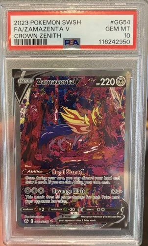 ZAMAZENTA V PSA 10 2023 POKEMON SWSH CROWN ZENITH #GG54/GG70 FA FULL ART 4526