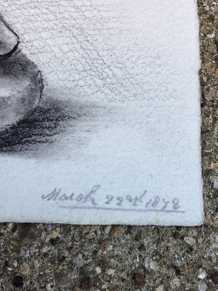 Antique lot of Charcoal study drawings baby foot & hand casts dated Victorian - Image 3 of 4