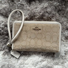 Coach Beige and Black Wallet w/ Wrist Strap