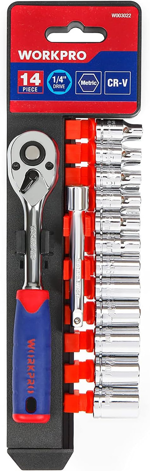 Set Chiavi a Cricchetto 1/4" 14 Pezzi 72 Denti Sgancio Rapido Acciaio Cr-V