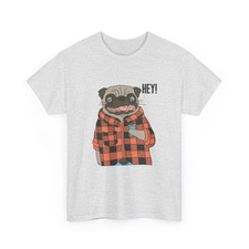 Camiseta Funny Dog | Camiseta Hipster Pug en Franela | ¡Oye! Ilustración Pug, perro mascota