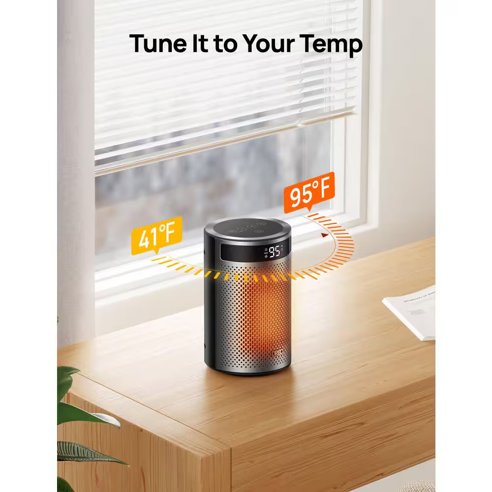 1500W 9.84 In. Portable Ceramic Electric Convection Space Heater, 3-Heat Levels,