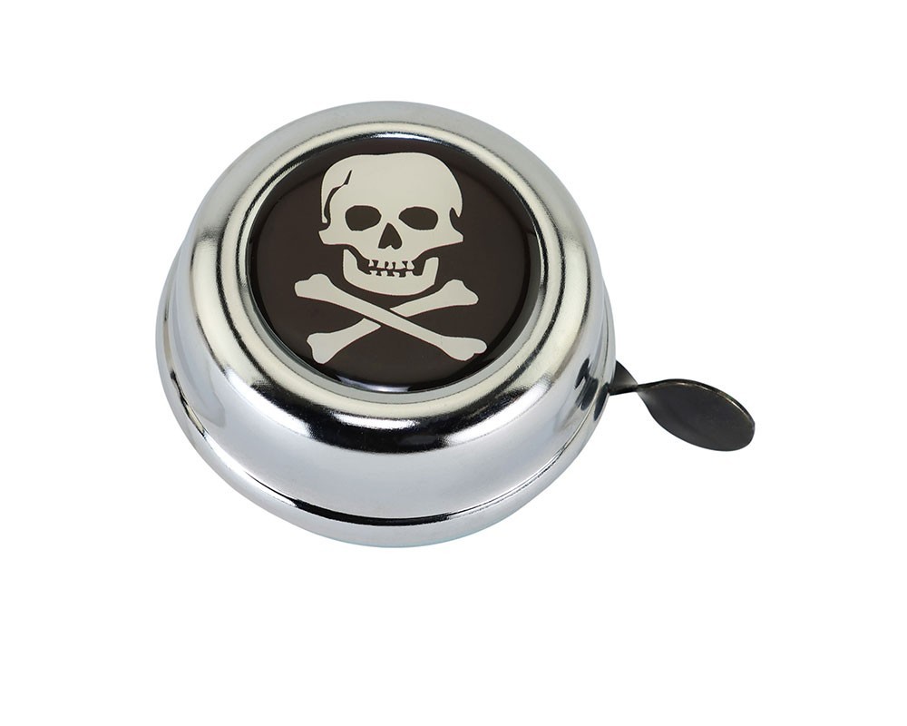 Bell With Lever 55mm Wide Black Skull & Bones