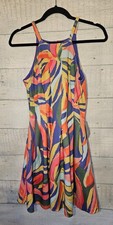 Vince Camuto Women's Sleeveless Colorful Abstract Scuba Fit Flare Dress Sz 2