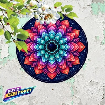 Blue Pink Gradient Mandala Flower Metal Wall Art 8x12