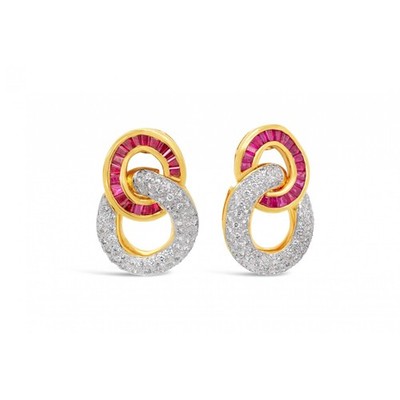 Ohrclips 18 kt Gelbgold 1,95 kt Rubin & 1,45 Diamant