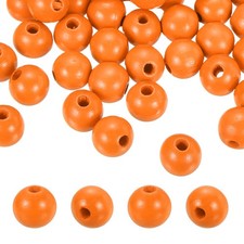 100pcs 16mm Orange Natural Wood Beads with 4mm Hole Round Wooden Spacer Ball