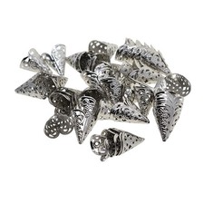 50x Silver Filigree Cone Flower Bead Jewelry Making