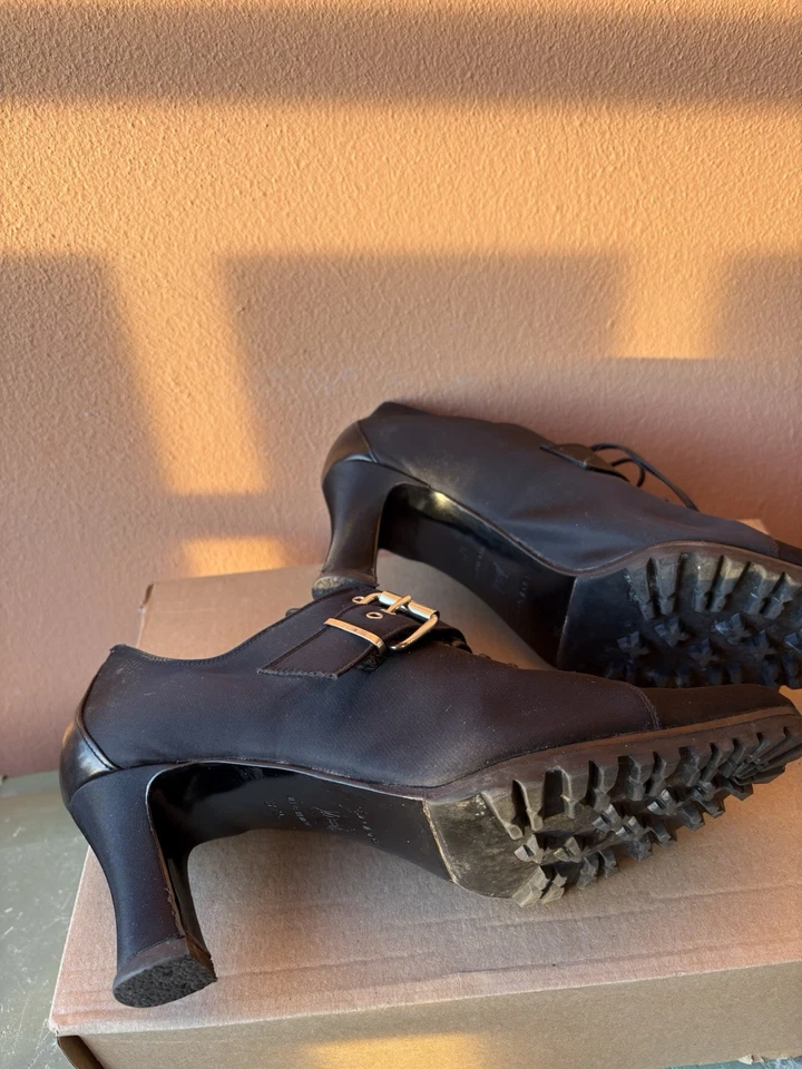 SERGIO ROSSI N. 37 e 1/2, Scarpe Polacchine Con Tacco In Tessuto Imperm. Pelle - Imagen 4 de 4