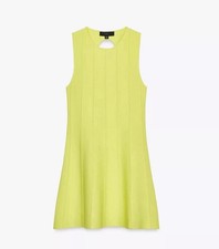 Zara Lime Green Open Back Sleeveless Knit Mini Dress Size M 3920/726