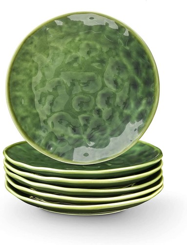 Ceramic Round Dessert Salad Plates - 8 Inch, Set of 6, Microwave, Oven, and D...