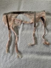 VICTORIA'S SECRET Pink Lace Shine Strap Garter Belt Size Med/Large FREE SHIPPING