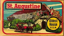 Vintage 1950s St. Augustine Florida "Oldest House" Duval News Souvenir Decal