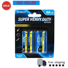 8 Pack AA Batteries e-CIRCUIT Super Heavy Duty New US Value Pack
