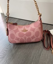 COACH Teri Shoulder Bag In signature canvas/Gold/Powder Pink New CAL51.