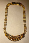 Vintage AFJ Signed Elephant Family Choker Necklace 1980s Gold Tone Rhinestone — photo 1