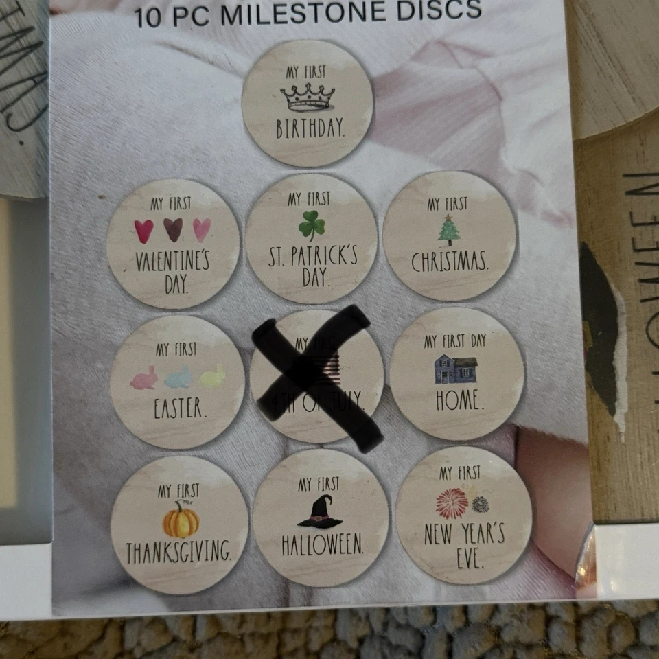 Discos de hito de bebé de 9 piezas Rae Dunn para fotos Navidad, Pascua, cumpleaños, etc. Foto 2 de 4