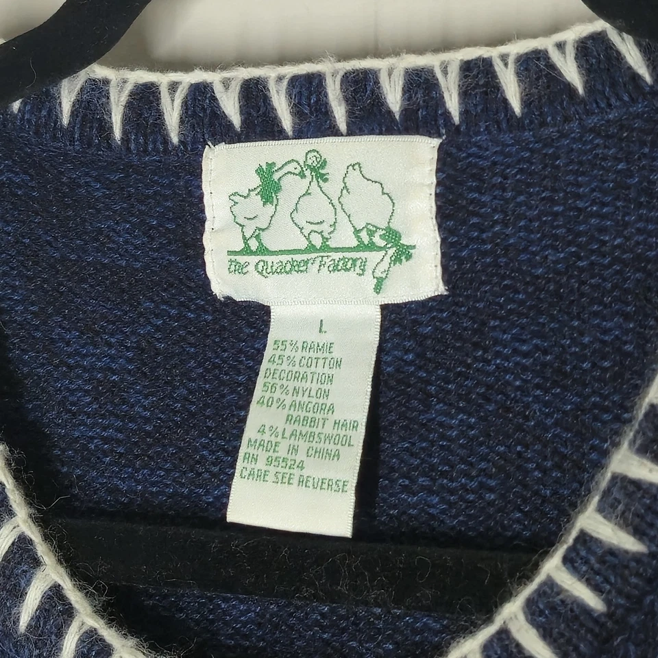 Vintage Quaker Factory Winter Christmas Sweater Knit Cardigan Snowman Size L - Image 3 of 4