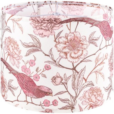 Medium 13x13x10 Inch Printing Flowers Birds Drum Linen Lamp Shade Spider