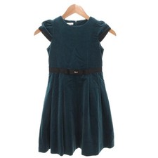 GUCCI Velour Dress Logo Ribbon Green Size 8 Women
