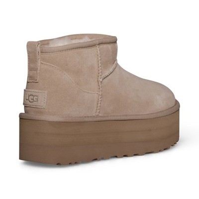 UGG CLASSIC ULTRA MINI PLATFORM SAND FUR SUEDE WOMEN'S BOOTS SIZE
