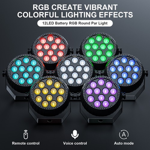 120w Battery RGB 3IN1 12LED Par Can Light Remote Stage Light DJ Disco Lights - Picture 3 of 15