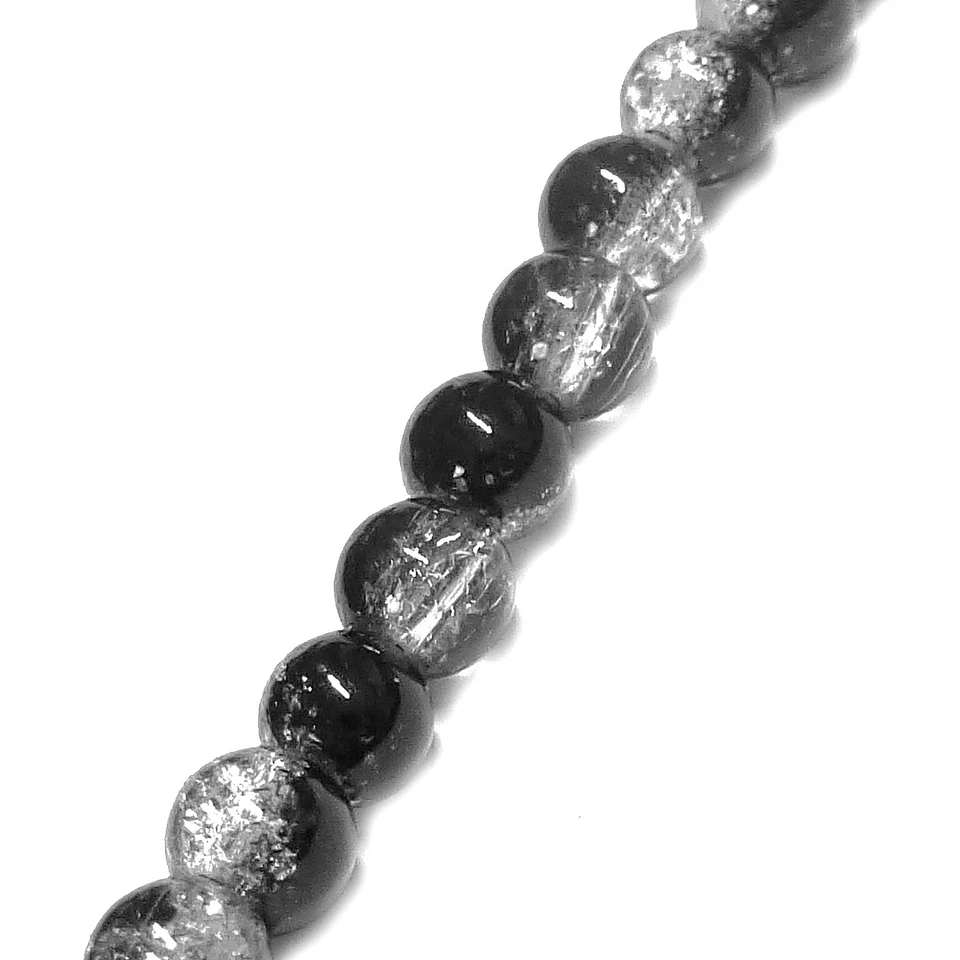 Glasperlen Crackle rund 4 mm schwarz klar 200 Perlen Spacer nenad-design - Bild 4 von 4