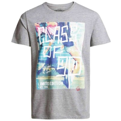 JACK & JONES Herren T-Shirt Jorthree Sommer Baumwolle Print Rundhals Regular Fit
