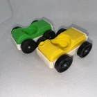 Vintage Fisher Price Little People Parking Garage Cars Lot of 2 Green/Yellow