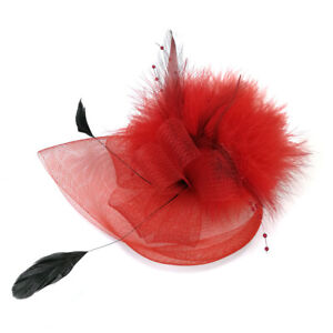 Women Fascinator Hat Flower Bead Veil Party Wedding Dancing Clip Brooch