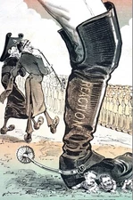 German Politics 1878 CRUSHING OTHER EUROPEAN LEADERS BIG BOOT REACTION Puck Art