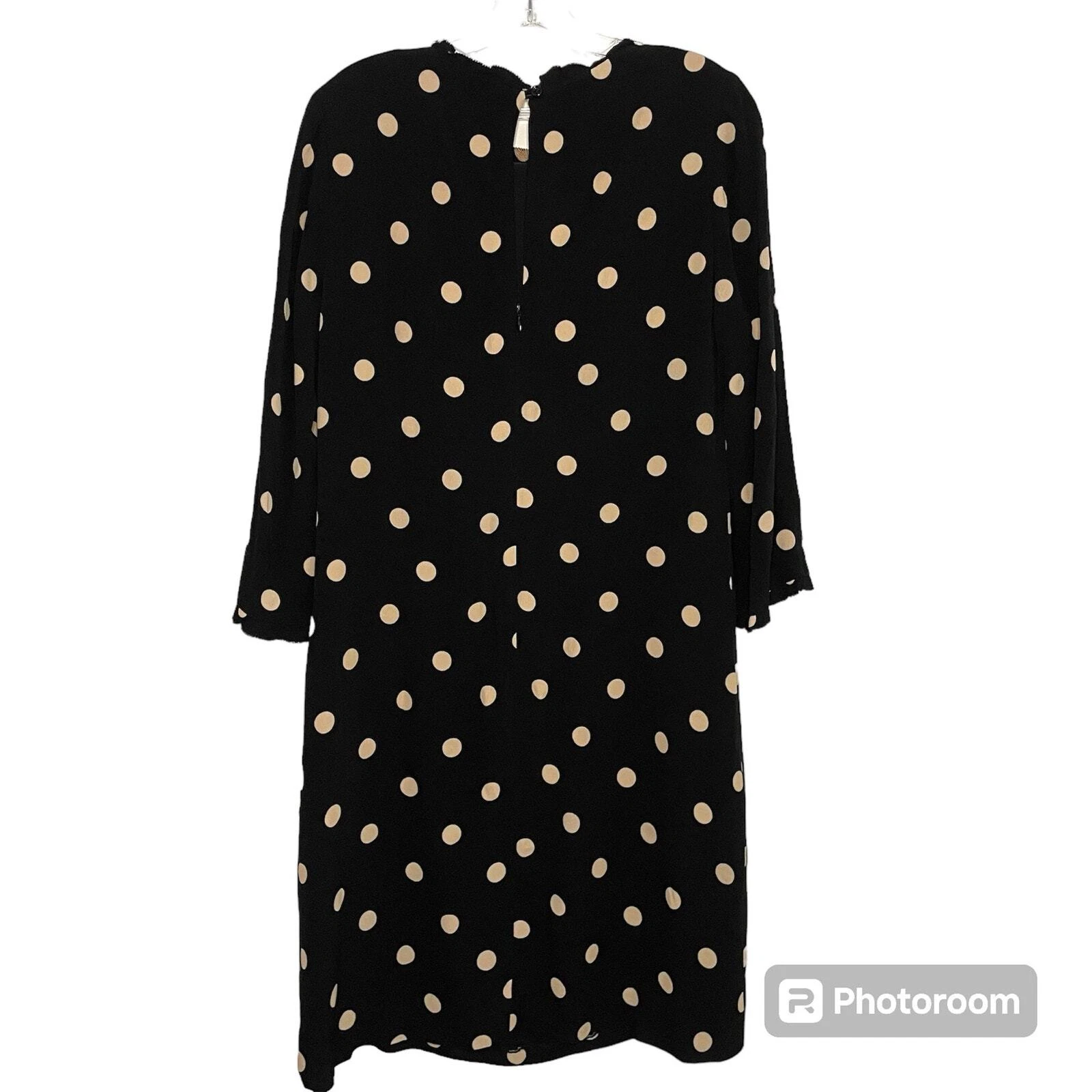 Abito da donna nero Kate Spade New York taglia 14 a pois a turni lunghezza ginocchio