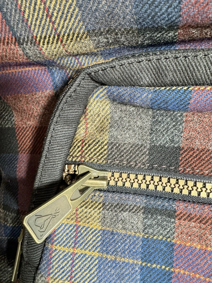 Mochila de lã xadrez tartan Pendleton com alça de couro - Imagem 3 de 4