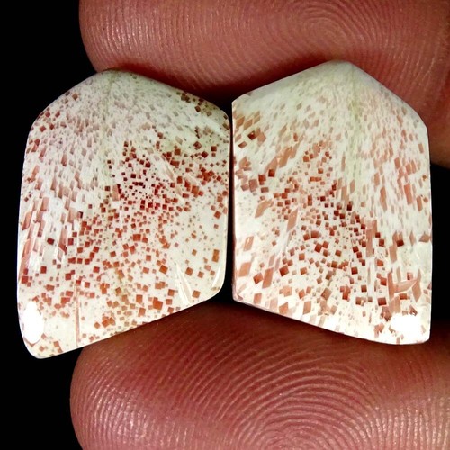 NATURAL PINK SCOLECITE DESIGNER MIX PAIR CABOCHON LOOSE GEMSPAIR PK107 - Imagen 100 de 101