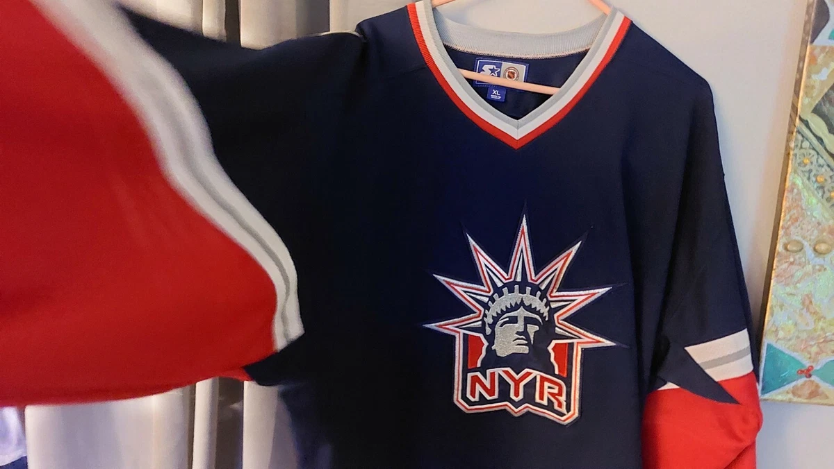 Starter New York Rangers Lady Liberty Fashion NHL Hockey Jersey Vintage Red  XXL