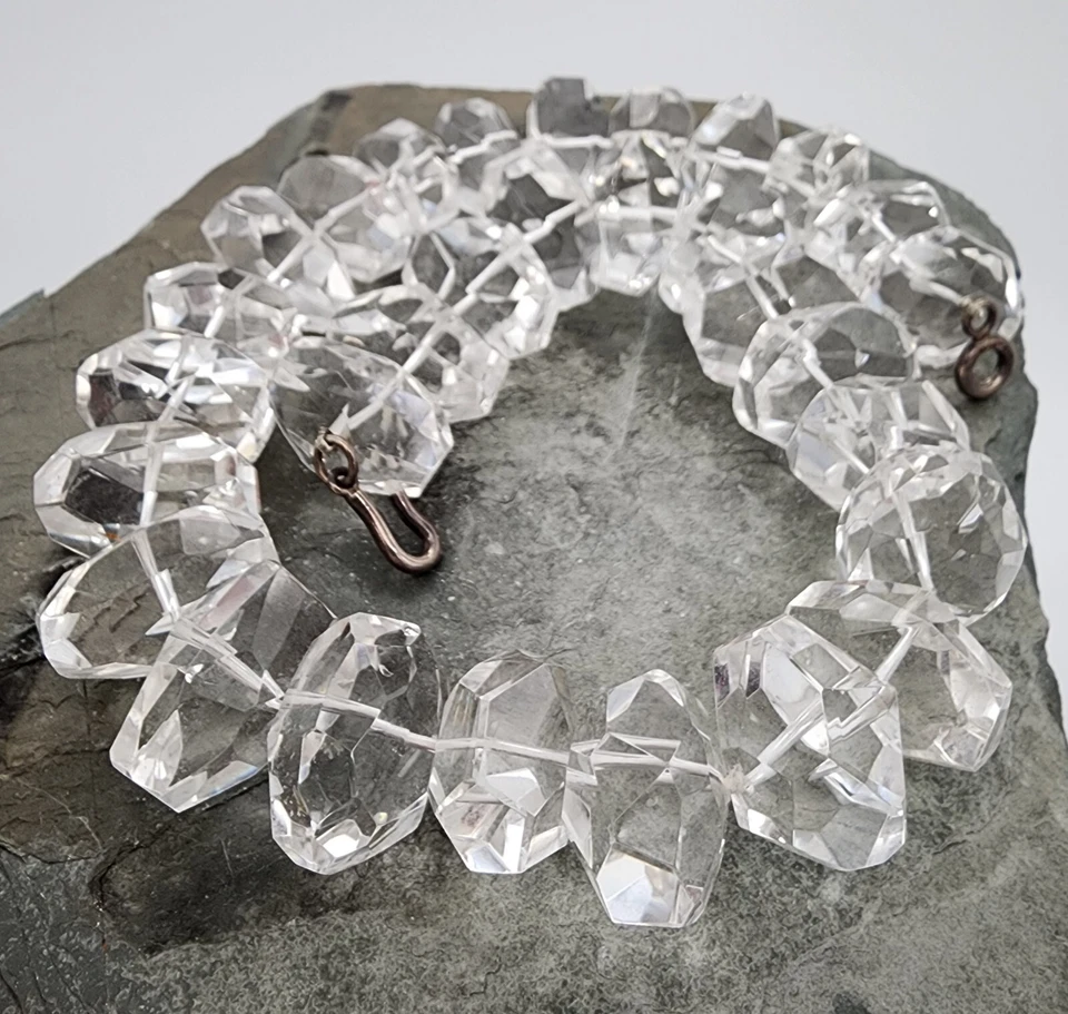 Collar de plata de ley 925 M & J Savitt moderno cristal primitivo 18" Ag 2318 Foto 3 de 4