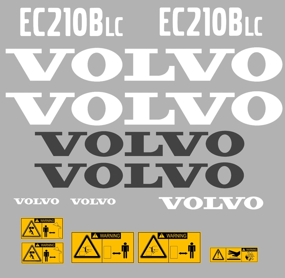 VOLVO EC210BLC DIGGER DECAL STICKER SET WITH SAFETY WARNING DECALS - image 1 of 1