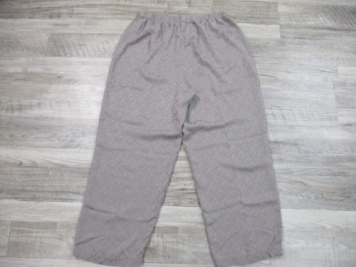 Judith Heart Pajamas Womens Medium Taupe Jacquard Silk Pant Shirt Lounge - Picture 9 of 20