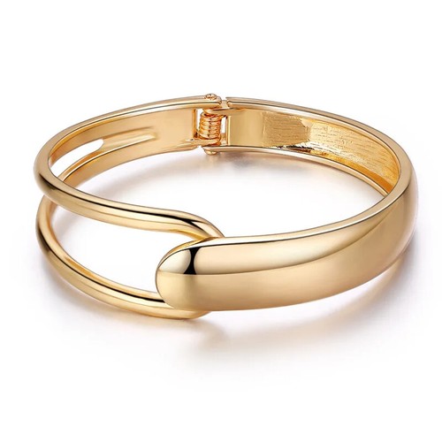 Chunky Cuff Bangle Statement Bracelet Geometric Large Big Thick Wide Gold Modern - Picture 5 of 12