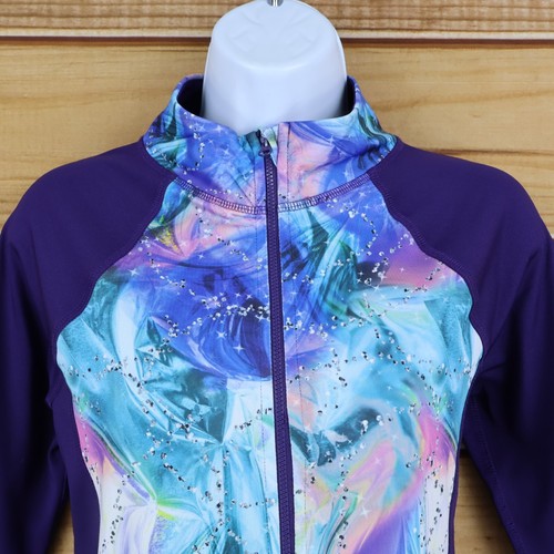Mta Sport Active Jacket Girls Size XL Purple Geometric Polyester Thumbholes - Picture 4 of 8