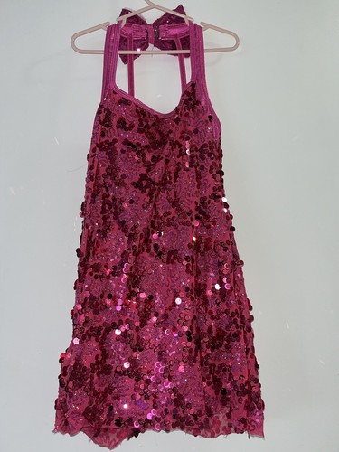 Curtain Call Costumes Dance Dress Size CLA Pink Sequins Shorts Underneath - Bild 1 von 10