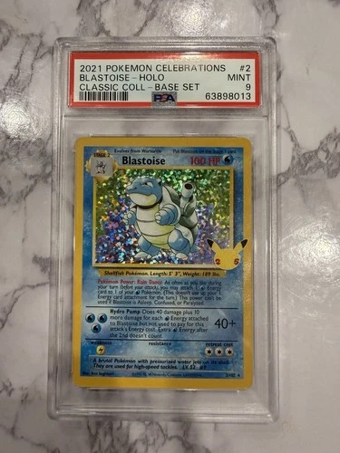 Pokemon Celebrations Blastoise Holo Card #2/102 Classic Collection, PSA 9 Mint