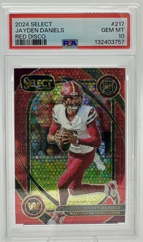 2024 Panini Select - Club Level Jayden Daniels #217 Red Disco Prizm /49 (RC)