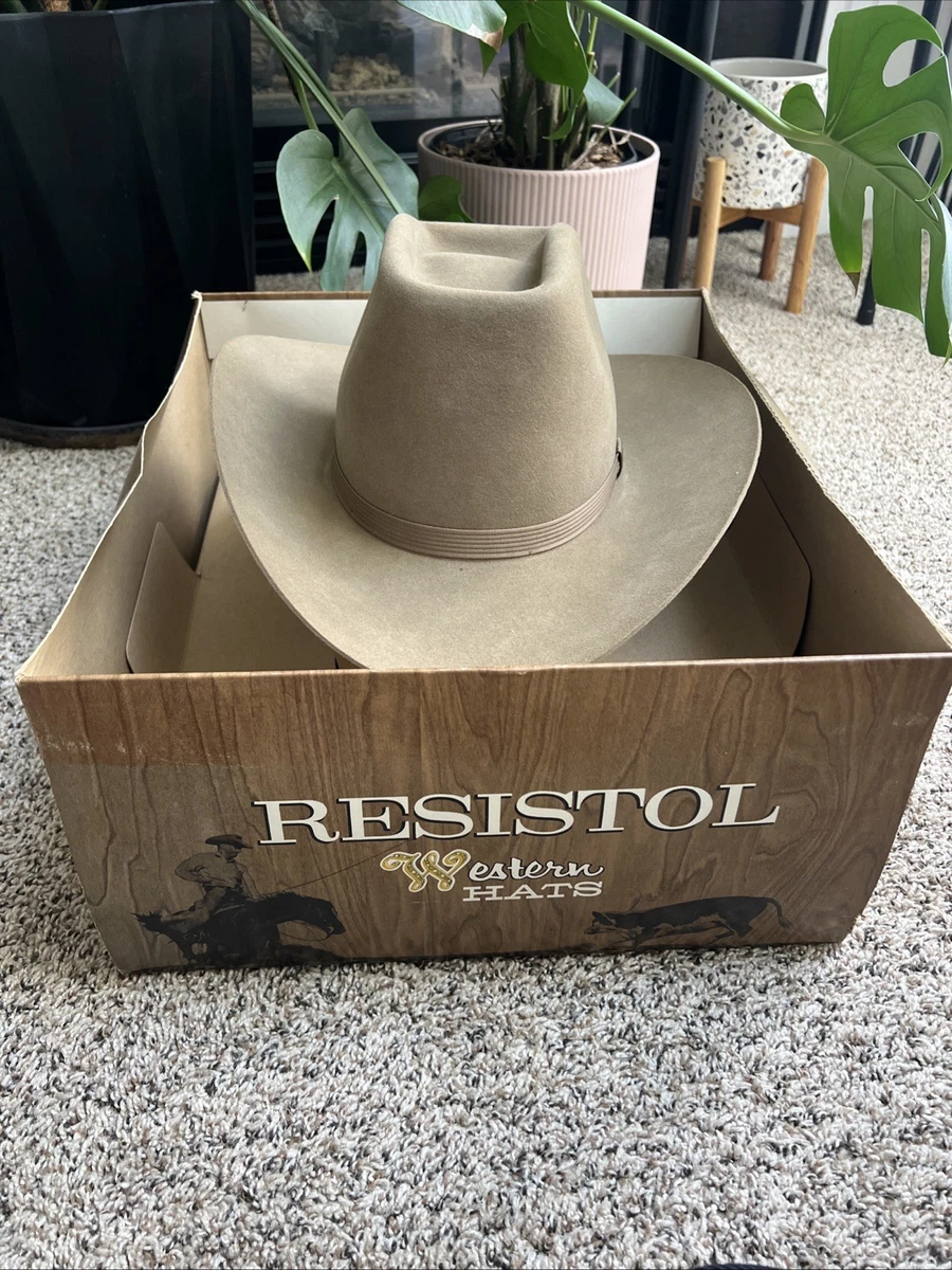 Chapeau De Cowboy Resistol Gus 7 1/8 Beige Vintage – Feutre, Laine Et Castor, Large Bord